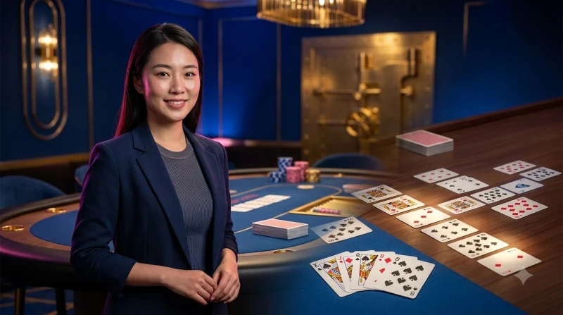 ban-tay-xao-va-chia-bai-poker-tren-ban-casino-voi-chip-vang-minh-hoa-cach-luyen-tap-ghi-nho-thu-tu-tay-bai Bàn tay xáo và chia bài poker trên bàn casino với chip vàng, minh họa cách luyện tập ghi nhớ thứ tự tay bài
