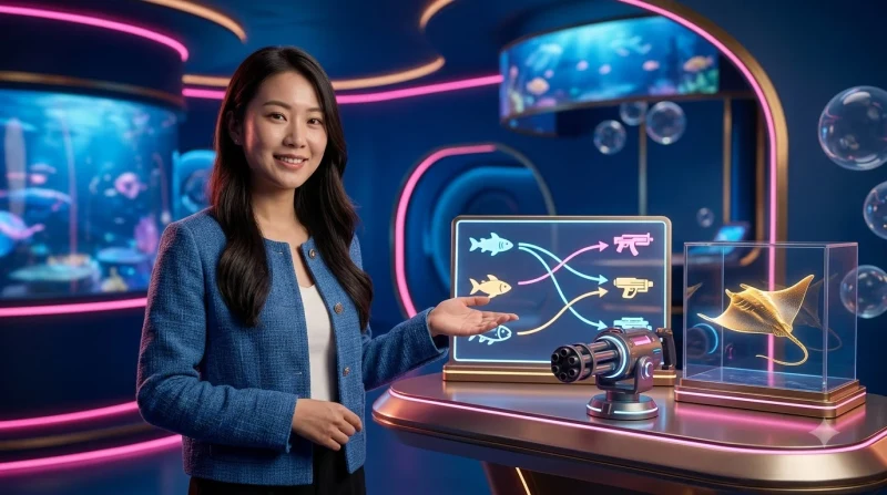 ilustracion-de-una-mano-estilizada-con-guante-apuntando-con-el-arma-alo789-a-un-pez-valioso-mientras-evita-peces-pequenos-en-escenario-arcade-neon-sin-texto Minh họa một bàn tay cách điệu đeo găng tay hướng vũ khí ALO789 về phía một con cá quý hiếm trong khi tránh các con cá nhỏ, trong khung cảnh arcade neon, không có chữ